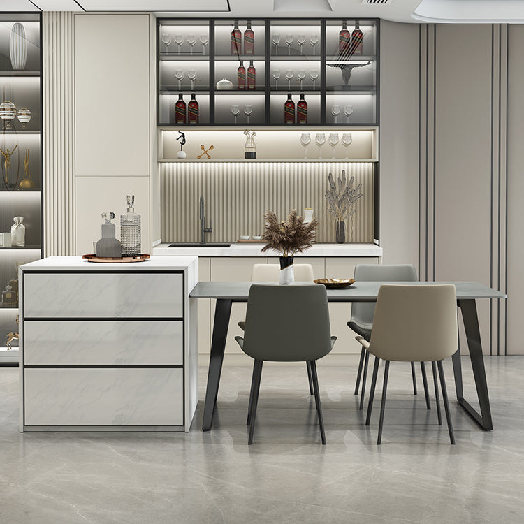 石のテーブルのモダンな灰色の長方形のダイニングルームテーブルキッチンのためのテーブル