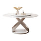 Round Pedestal Table Contemporary Style Stone Dining Site Table with Turntable White Without Chairs Clearhalo 'Dining Tables & Seating' 'Dining Tables' 'dining_table' 'furn' 'furn_dining_table' 'Furniture' 'Kitchen & Dining Furniture' 5339258