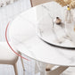 Round Pedestal Table Contemporary Style Stone Dining Site Table with Turntable Clearhalo 'Dining Tables & Seating' 'Dining Tables' 'dining_table' 'furn' 'furn_dining_table' 'Furniture' 'Kitchen & Dining Furniture' 5339259