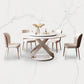 Round Pedestal Table Contemporary Style Stone Dining Site Table with Turntable Clearhalo 'Dining Tables & Seating' 'Dining Tables' 'dining_table' 'furn' 'furn_dining_table' 'Furniture' 'Kitchen & Dining Furniture' 5339262