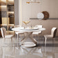 Round Pedestal Table Contemporary Style Stone Dining Site Table with Turntable Clearhalo 'Dining Tables & Seating' 'Dining Tables' 'dining_table' 'furn' 'furn_dining_table' 'Furniture' 'Kitchen & Dining Furniture' 5339263