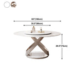 Round Pedestal Table Contemporary Style Stone Dining Site Table with Turntable Clearhalo 'Dining Tables & Seating' 'Dining Tables' 'dining_table' 'furn' 'furn_dining_table' 'Furniture' 'Kitchen & Dining Furniture' 5339268