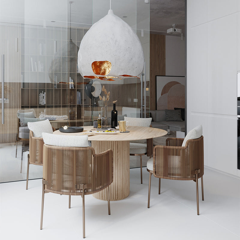 ホームキッチン用のコンテンポラリースタイルのダイニングテーブルラウンドソリッドウッドダイナーテーブル