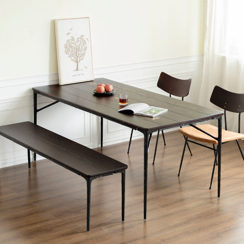 Luxe eiken houten tafel voor restaurant rechthoek eettafel met metalen 4 poten