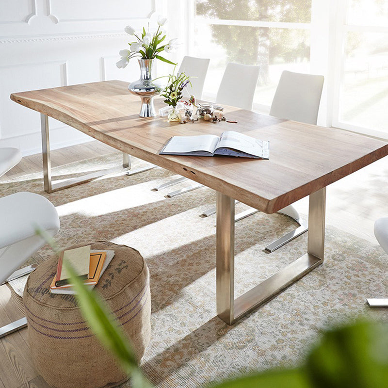 Rectangle Shape Glam Dining Table Fixed Table with Solid Wood 55.1"L x 27.6"W x 29.5"H Without Chairs Clearhalo 'Dining Tables & Seating' 'Dining Tables' 'dining_table' 'furn' 'furn_dining_table' 'Furniture' 'Kitchen & Dining Furniture' 5339330