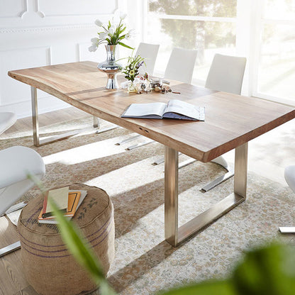 Rectangle Shape Glam Dining Table Fixed Table with Solid Wood 55.1"L x 27.6"W x 29.5"H Without Chairs Clearhalo 'Dining Tables & Seating' 'Dining Tables' 'dining_table' 'furn' 'furn_dining_table' 'Furniture' 'Kitchen & Dining Furniture' 5339330