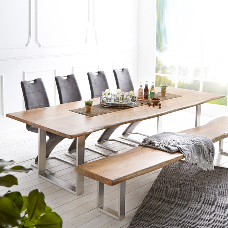 Rectangle Shape Glam Dining Table Fixed Table with Solid Wood Clearhalo 'Dining Tables & Seating' 'Dining Tables' 'dining_table' 'furn' 'furn_dining_table' 'Furniture' 'Kitchen & Dining Furniture' 5339331