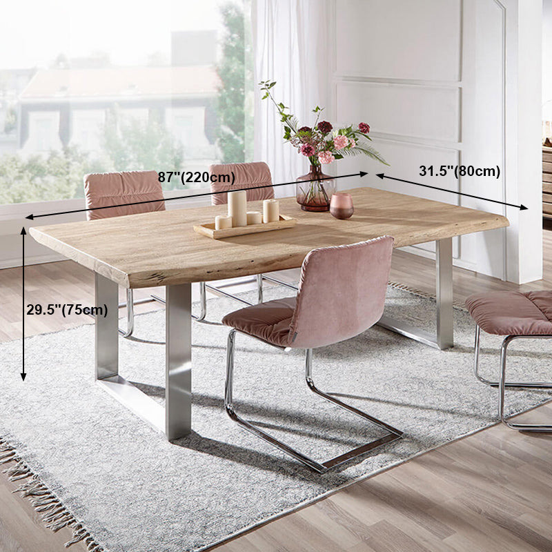 Rectangle Shape Glam Dining Table Fixed Table with Solid Wood Clearhalo 'Dining Tables & Seating' 'Dining Tables' 'dining_table' 'furn' 'furn_dining_table' 'Furniture' 'Kitchen & Dining Furniture' 5339338