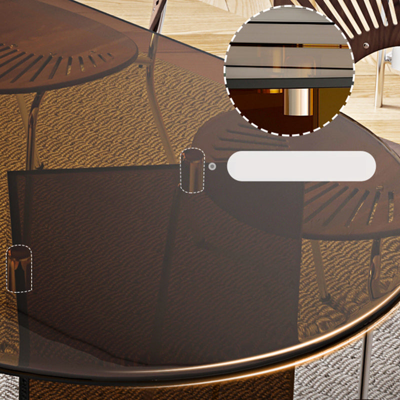 Oval Glass Dining Table Simplicity Double Pedestal Table for Dining Room Clearhalo 'Dining Tables & Seating' 'Dining Tables' 'dining_table' 'furn' 'furn_dining_table' 'Furniture' 'Kitchen & Dining Furniture' 5339346