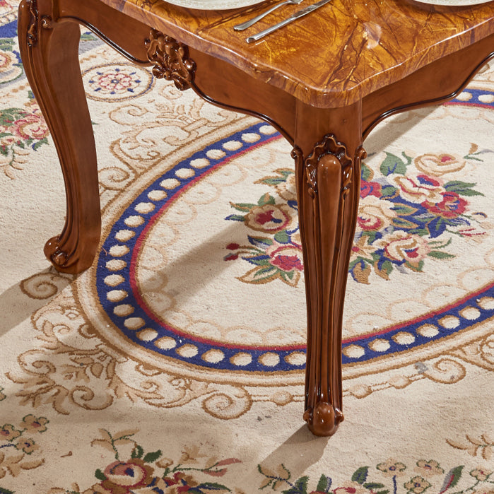 Mesa de comedor rectangular victoriana de goma Mesa de comedor de mármol con 4 patas