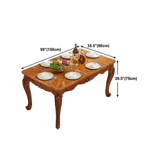 Rubberwood Victoriaanse rechthoekige eettafel Marmeren bovenste eettafel met 4 poten