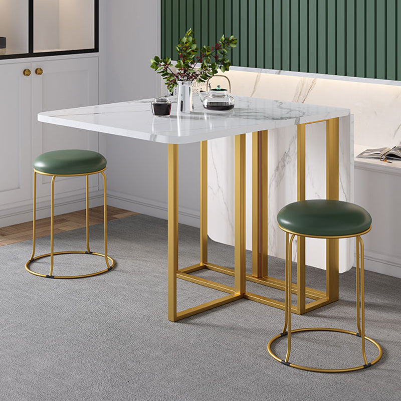 Modern Foldable White Table for Restaurant Rectangle Table with Trestle Base Stone 59.1"L x 29.5"W x 29.5"H Without Chairs Clearhalo 'Dining Tables & Seating' 'Dining Tables' 'dining_table' 'furn' 'furn_dining_table' 'Furniture' 'Kitchen & Dining Furniture' 5339368