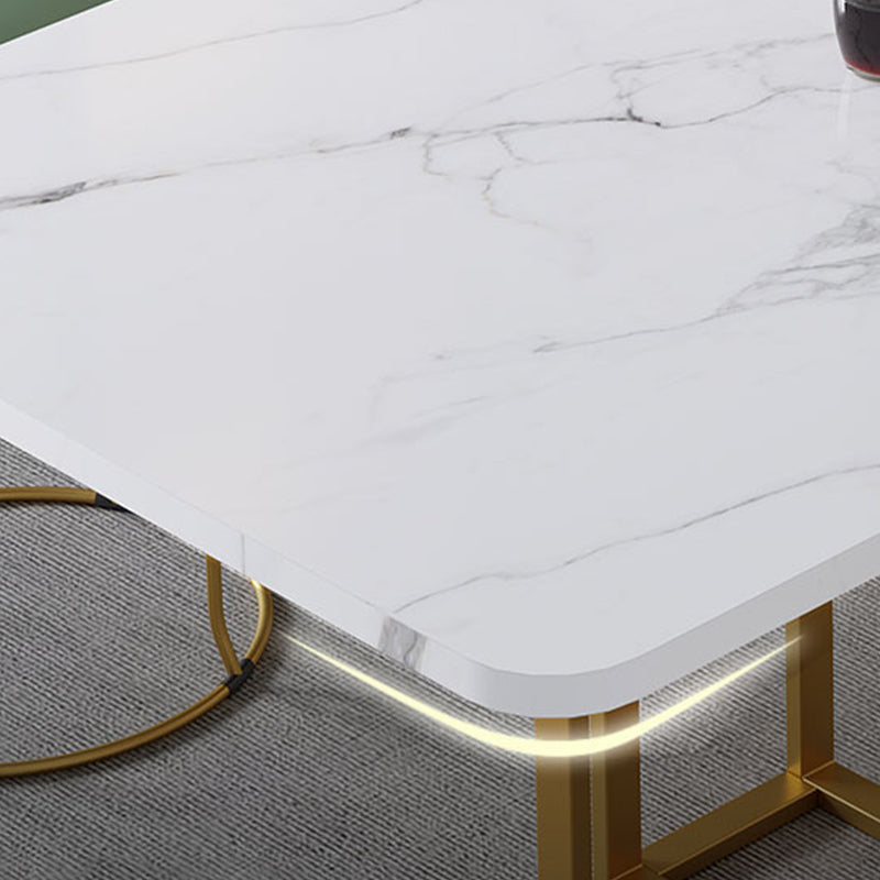 Modern Foldable White Table for Restaurant Rectangle Table with Trestle Base Clearhalo 'Dining Tables & Seating' 'Dining Tables' 'dining_table' 'furn' 'furn_dining_table' 'Furniture' 'Kitchen & Dining Furniture' 5339370