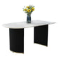 Freeform Double Pedestal Dining Table Luxury Fixed Table of Faux Marble Clearhalo 'Dining Tables & Seating' 'Dining Tables' 'dining_table' 'furn' 'furn_dining_table' 'Furniture' 'Kitchen & Dining Furniture' 5339380