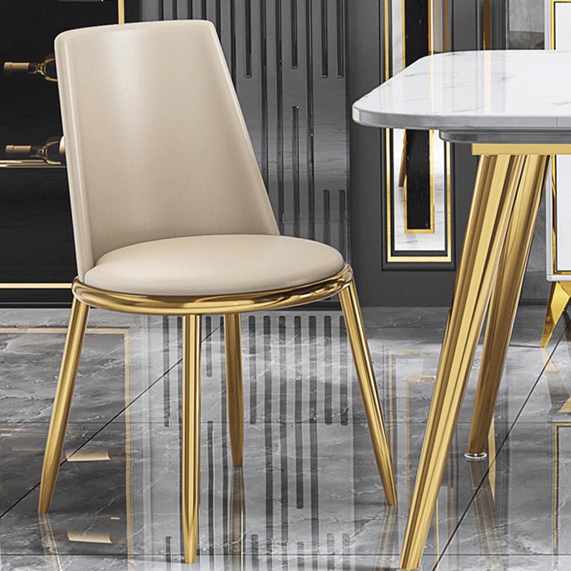 グラムダイニングサイドチェアダイニングルーム用の金色の足のある布張りのサイドチェア
