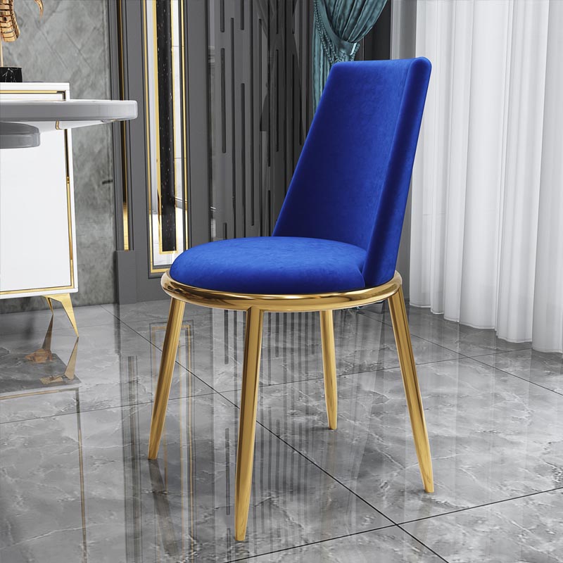 グラムダイニングサイドチェアダイニングルーム用の金色の足のある布張りのサイドチェア