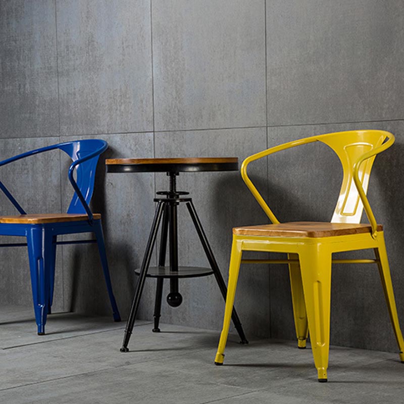 Sedia a braccio da pranzo in metallo industriale sedia a braccio posteriore per sala da pranzo