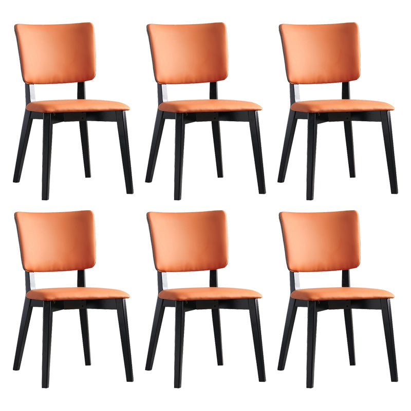 Modern Leather Dining Chair Open Back Dining Side Furniture in Matte Finish for Indoor Orange 6 Piece Set Clearhalo 'Dining Chairs' 'Dining Tables & Seating' 'dining_chair' 'furn' 'furn_dining_chair' 'Furniture' 'Kitchen & Dining Furniture' 5339565