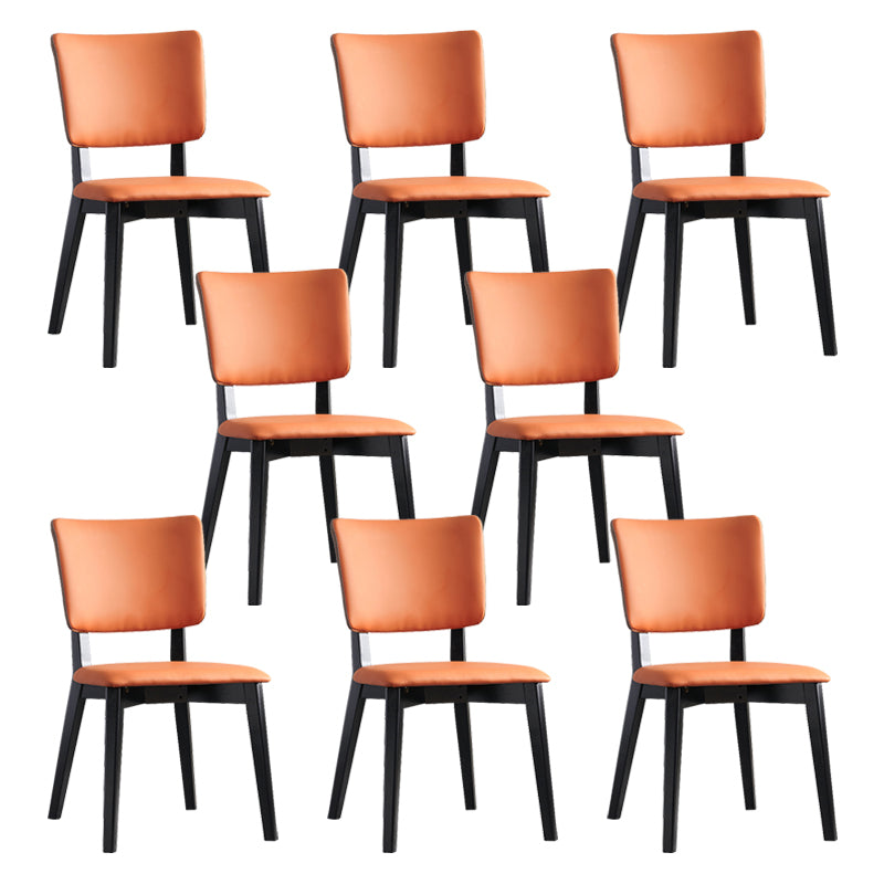 Modern Leather Dining Chair Open Back Dining Side Furniture in Matte Finish for Indoor Orange 8 Piece Set Clearhalo 'Dining Chairs' 'Dining Tables & Seating' 'dining_chair' 'furn' 'furn_dining_chair' 'Furniture' 'Kitchen & Dining Furniture' 5339567