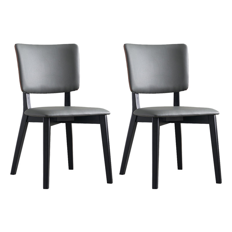 Modern Leather Dining Chair Open Back Dining Side Furniture in Matte Finish for Indoor Dark Gray 2 Piece Set Clearhalo 'Dining Chairs' 'Dining Tables & Seating' 'dining_chair' 'furn' 'furn_dining_chair' 'Furniture' 'Kitchen & Dining Furniture' 5339570