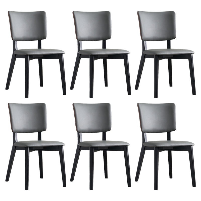 Modern Leather Dining Chair Open Back Dining Side Furniture in Matte Finish for Indoor Dark Gray 6 Piece Set Clearhalo 'Dining Chairs' 'Dining Tables & Seating' 'dining_chair' 'furn' 'furn_dining_chair' 'Furniture' 'Kitchen & Dining Furniture' 5339574