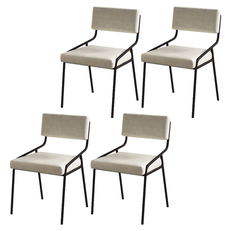 Industrial PU Leather Dining Chair Open Back Upholstered Dining Side Chair Off-White 4 Piece Set Clearhalo 'Dining Chairs' 'Dining Tables & Seating' 'dining_chair' 'furn' 'furn_dining_chair' 'Furniture' 'Kitchen & Dining Furniture' 5339680