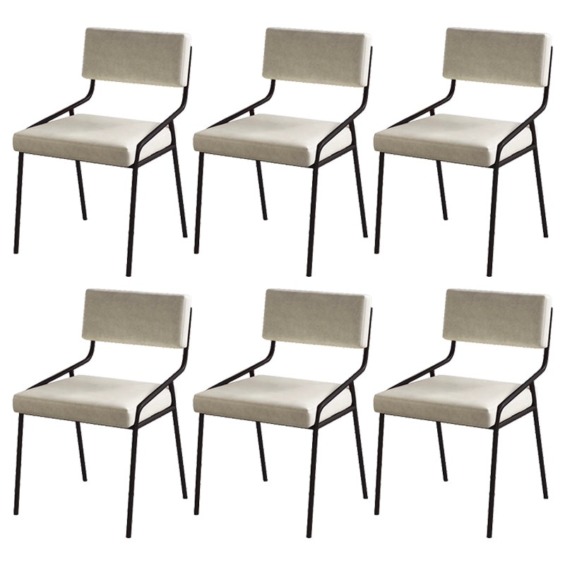 Industrial PU Leather Dining Chair Open Back Upholstered Dining Side Chair Off-White 6 Piece Set Clearhalo 'Dining Chairs' 'Dining Tables & Seating' 'dining_chair' 'furn' 'furn_dining_chair' 'Furniture' 'Kitchen & Dining Furniture' 5339683