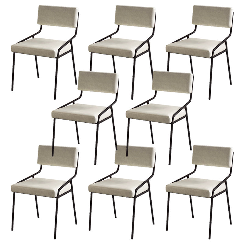 Industrial PU Leather Dining Chair Open Back Upholstered Dining Side Chair Off-White 8 Piece Set Clearhalo 'Dining Chairs' 'Dining Tables & Seating' 'dining_chair' 'furn' 'furn_dining_chair' 'Furniture' 'Kitchen & Dining Furniture' 5339684