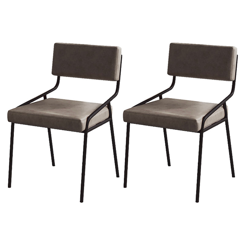 Industrial PU Leather Dining Chair Open Back Upholstered Dining Side Chair Grey 2 Piece Set Clearhalo 'Dining Chairs' 'Dining Tables & Seating' 'dining_chair' 'furn' 'furn_dining_chair' 'Furniture' 'Kitchen & Dining Furniture' 5339687