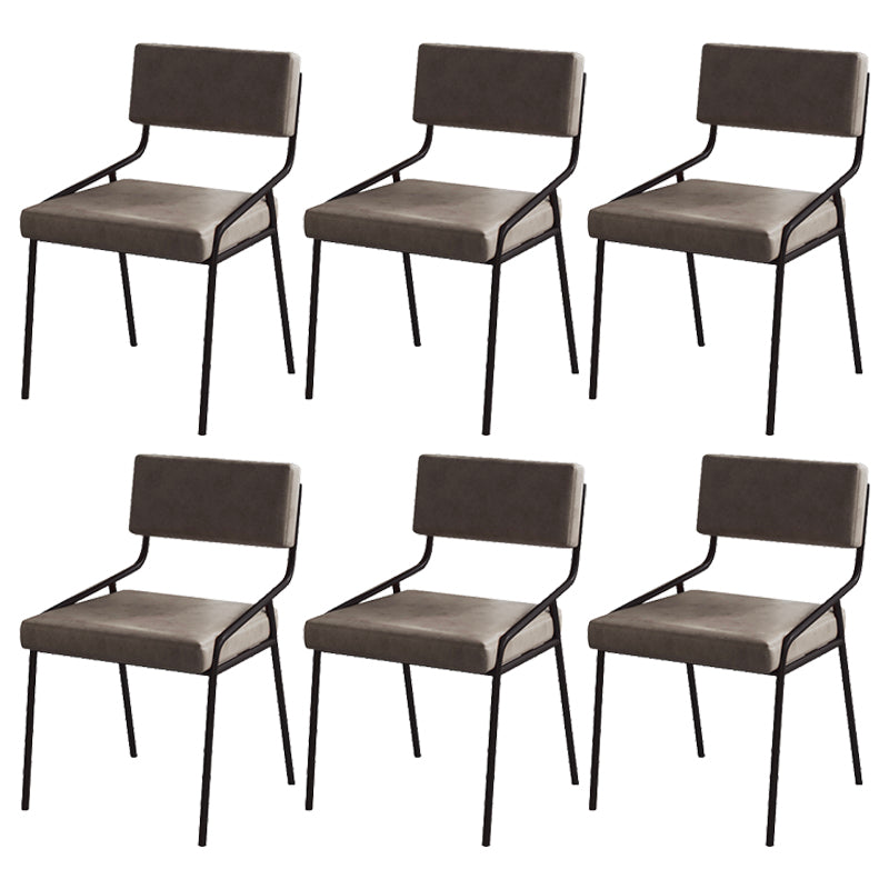 Industrial PU Leather Dining Chair Open Back Upholstered Dining Side Chair Grey 6 Piece Set Clearhalo 'Dining Chairs' 'Dining Tables & Seating' 'dining_chair' 'furn' 'furn_dining_chair' 'Furniture' 'Kitchen & Dining Furniture' 5339691