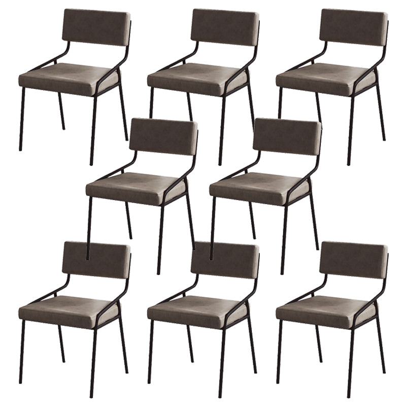Industrial PU Leather Dining Chair Open Back Upholstered Dining Side Chair Grey 8 Piece Set Clearhalo 'Dining Chairs' 'Dining Tables & Seating' 'dining_chair' 'furn' 'furn_dining_chair' 'Furniture' 'Kitchen & Dining Furniture' 5339693