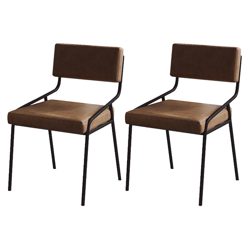 Industrial PU Leather Dining Chair Open Back Upholstered Dining Side Chair Coffee 2 Piece Set Clearhalo 'Dining Chairs' 'Dining Tables & Seating' 'dining_chair' 'furn' 'furn_dining_chair' 'Furniture' 'Kitchen & Dining Furniture' 5339695