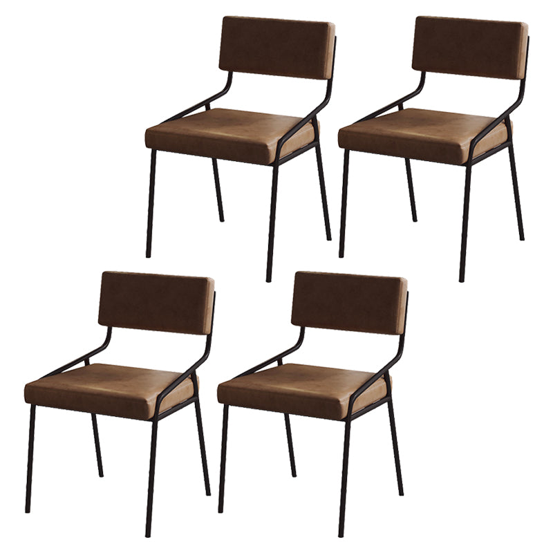 Industrial PU Leather Dining Chair Open Back Upholstered Dining Side Chair Coffee 4 Piece Set Clearhalo 'Dining Chairs' 'Dining Tables & Seating' 'dining_chair' 'furn' 'furn_dining_chair' 'Furniture' 'Kitchen & Dining Furniture' 5339697