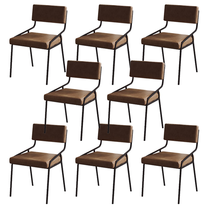 Industrial PU Leather Dining Chair Open Back Upholstered Dining Side Chair Coffee 8 Piece Set Clearhalo 'Dining Chairs' 'Dining Tables & Seating' 'dining_chair' 'furn' 'furn_dining_chair' 'Furniture' 'Kitchen & Dining Furniture' 5339699