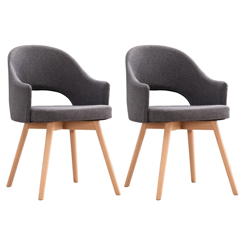 Modern Linen Dining Chair Open Back Dining Side Furniture with Wood Legs in Matte Finish Silver Gray 2 Piece Set Clearhalo 'Dining Chairs' 'Dining Tables & Seating' 'dining_chair' 'furn' 'furn_dining_chair' 'Furniture' 'Kitchen & Dining Furniture' 5339710