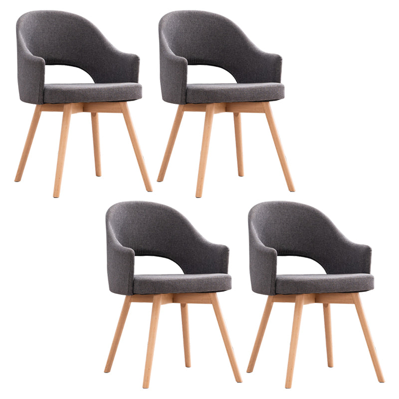 Moderner Leinen Essstuhl offenen Essnebel Möbeln mit Holzbeinen in mattem Finish