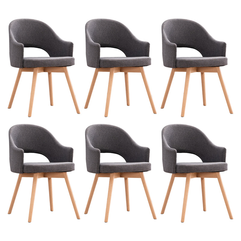 Modern Linen Dining Chair Open Back Dining Side Furniture with Wood Legs in Matte Finish Silver Gray 6 Piece Set Clearhalo 'Dining Chairs' 'Dining Tables & Seating' 'dining_chair' 'furn' 'furn_dining_chair' 'Furniture' 'Kitchen & Dining Furniture' 5339714