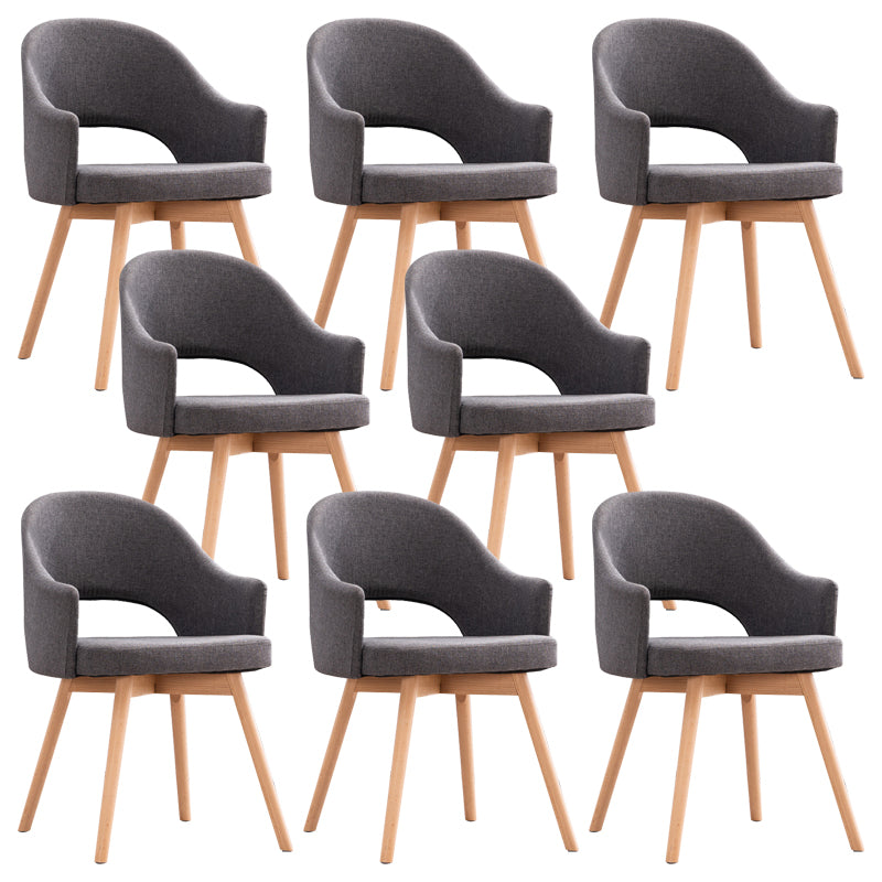 Modern Linen Dining Chair Open Back Dining Side Furniture with Wood Legs in Matte Finish Silver Gray 8 Piece Set Clearhalo 'Dining Chairs' 'Dining Tables & Seating' 'dining_chair' 'furn' 'furn_dining_chair' 'Furniture' 'Kitchen & Dining Furniture' 5339716