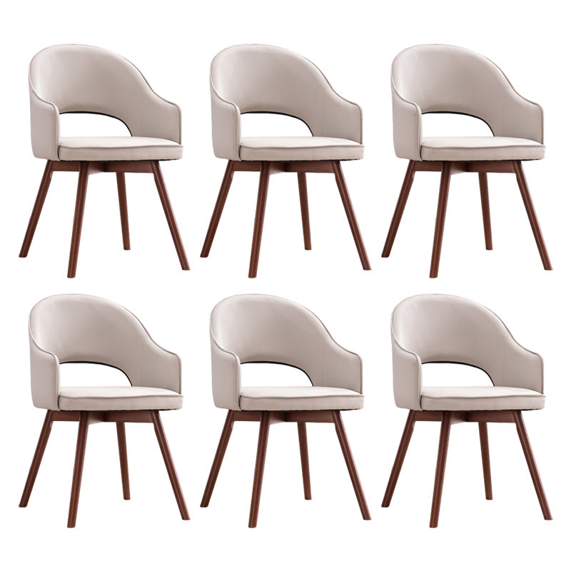 Modern Linen Dining Chair Open Back Dining Side Furniture with Wood Legs in Matte Finish Light Gray 6 Piece Set Clearhalo 'Dining Chairs' 'Dining Tables & Seating' 'dining_chair' 'furn' 'furn_dining_chair' 'Furniture' 'Kitchen & Dining Furniture' 5339722