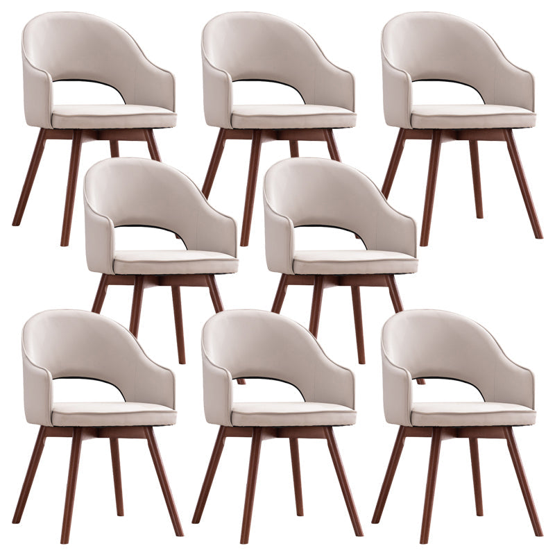 Modern Linen Dining Chair Open Back Dining Side Furniture with Wood Legs in Matte Finish Light Gray 8 Piece Set Clearhalo 'Dining Chairs' 'Dining Tables & Seating' 'dining_chair' 'furn' 'furn_dining_chair' 'Furniture' 'Kitchen & Dining Furniture' 5339723