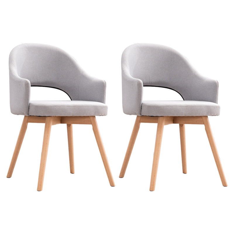 Modern Linen Dining Chair Open Back Dining Side Furniture with Wood Legs in Matte Finish Grey 2 Piece Set Clearhalo 'Dining Chairs' 'Dining Tables & Seating' 'dining_chair' 'furn' 'furn_dining_chair' 'Furniture' 'Kitchen & Dining Furniture' 5339725