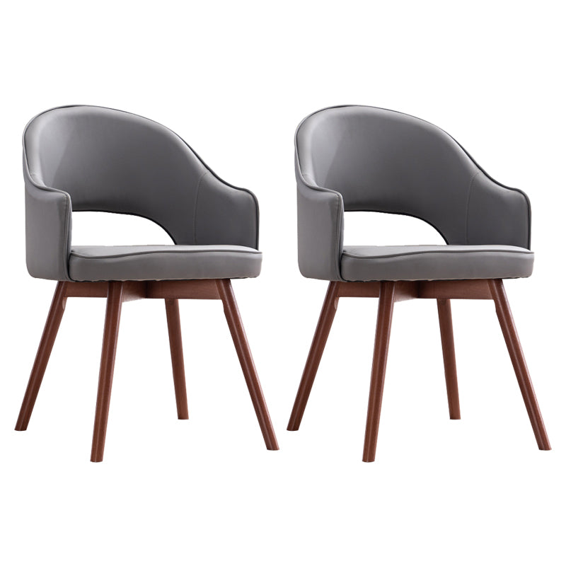 Modern Linen Dining Chair Open Back Dining Side Furniture with Wood Legs in Matte Finish Dark Gray 2 Piece Set Clearhalo 'Dining Chairs' 'Dining Tables & Seating' 'dining_chair' 'furn' 'furn_dining_chair' 'Furniture' 'Kitchen & Dining Furniture' 5339729