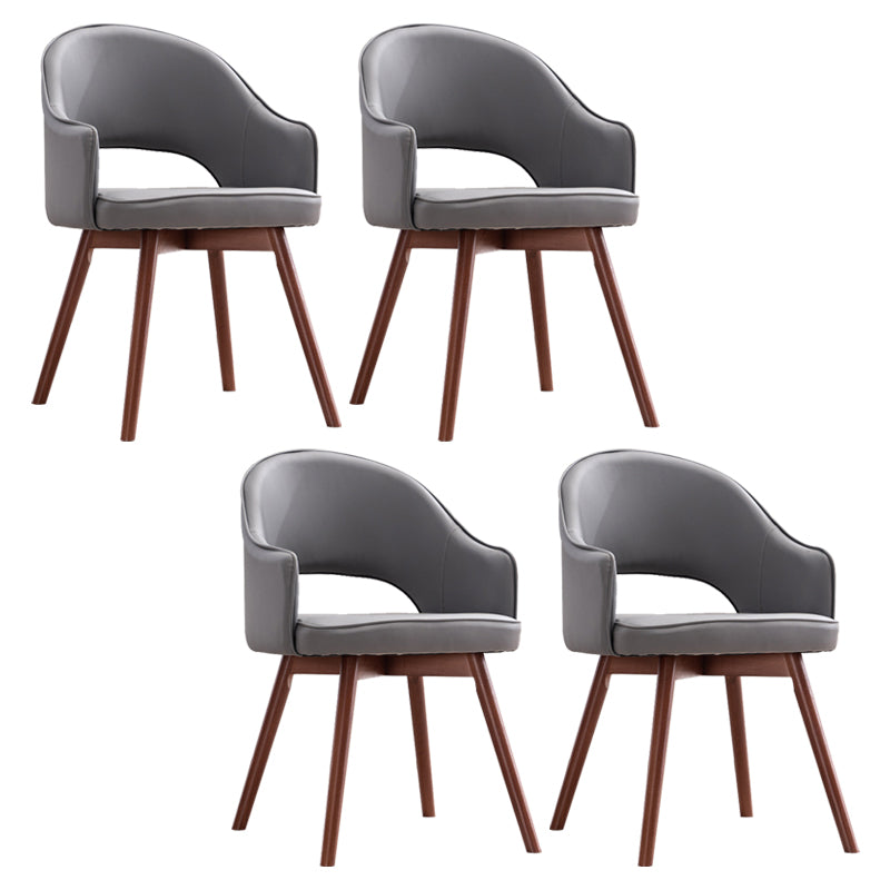 Modern Linen Dining Chair Open Back Dining Side Furniture with Wood Legs in Matte Finish Dark Gray 4 Piece Set Clearhalo 'Dining Chairs' 'Dining Tables & Seating' 'dining_chair' 'furn' 'furn_dining_chair' 'Furniture' 'Kitchen & Dining Furniture' 5339730