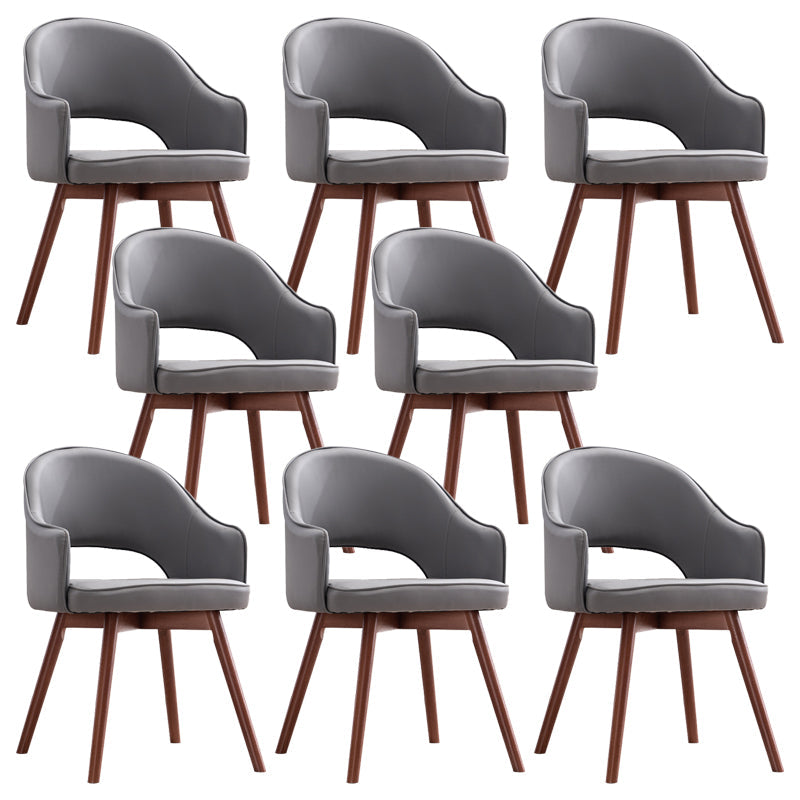 Modern Linen Dining Chair Open Back Dining Side Furniture with Wood Legs in Matte Finish Dark Gray 8 Piece Set Clearhalo 'Dining Chairs' 'Dining Tables & Seating' 'dining_chair' 'furn' 'furn_dining_chair' 'Furniture' 'Kitchen & Dining Furniture' 5339732