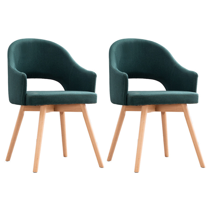 Modern Linen Dining Chair Open Back Dining Side Furniture with Wood Legs in Matte Finish Blackish Green 2 Piece Set Clearhalo 'Dining Chairs' 'Dining Tables & Seating' 'dining_chair' 'furn' 'furn_dining_chair' 'Furniture' 'Kitchen & Dining Furniture' 5339733