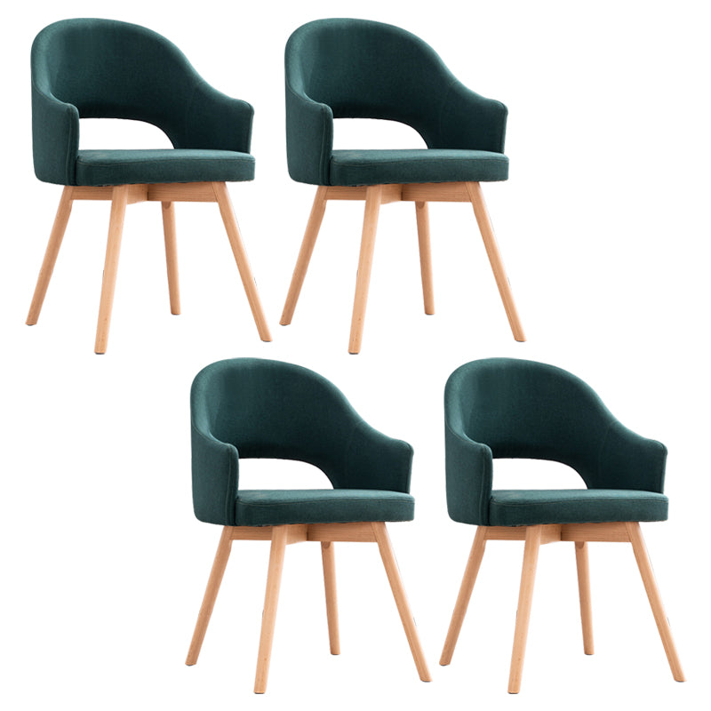 Moderner Leinen Essstuhl offenen Essnebel Möbeln mit Holzbeinen in mattem Finish