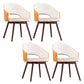 Modern Linen Dining Chair Open Back Dining Side Furniture with Wood Legs in Matte Finish Yellow White 4 Piece Set Clearhalo 'Dining Chairs' 'Dining Tables & Seating' 'dining_chair' 'furn' 'furn_dining_chair' 'Furniture' 'Kitchen & Dining Furniture' 5339738