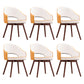 Modern Linen Dining Chair Open Back Dining Side Furniture with Wood Legs in Matte Finish Yellow White 6 Piece Set Clearhalo 'Dining Chairs' 'Dining Tables & Seating' 'dining_chair' 'furn' 'furn_dining_chair' 'Furniture' 'Kitchen & Dining Furniture' 5339739