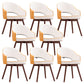 Modern Linen Dining Chair Open Back Dining Side Furniture with Wood Legs in Matte Finish Yellow White 8 Piece Set Clearhalo 'Dining Chairs' 'Dining Tables & Seating' 'dining_chair' 'furn' 'furn_dining_chair' 'Furniture' 'Kitchen & Dining Furniture' 5339740
