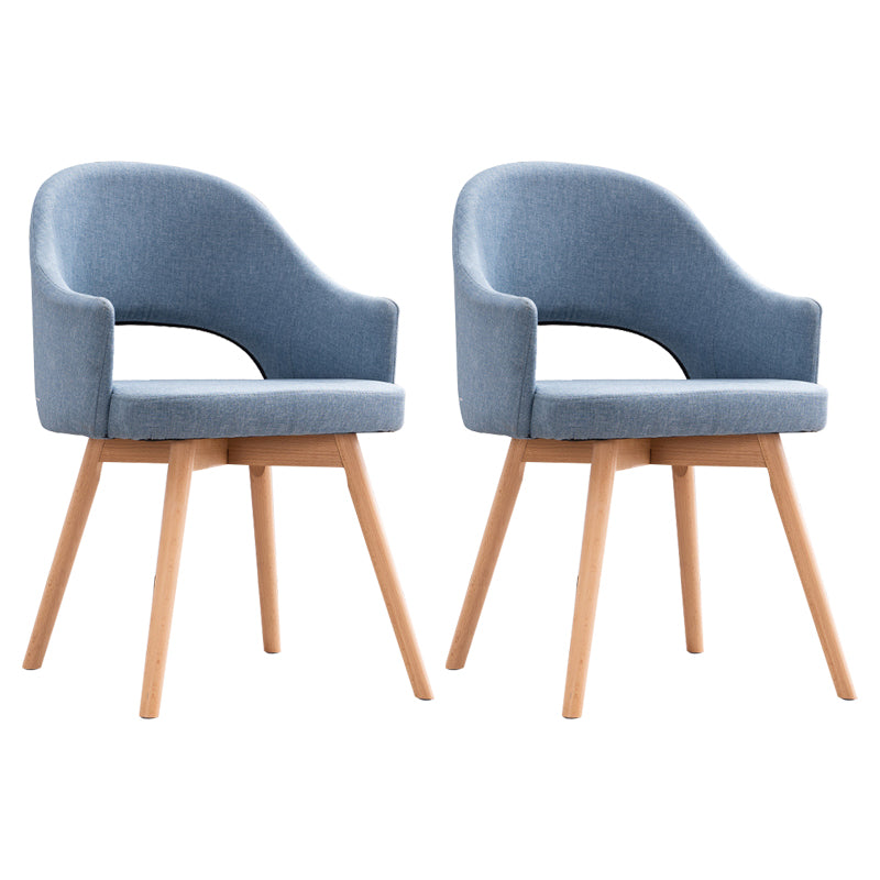 Modern Linen Dining Chair Open Back Dining Side Furniture with Wood Legs in Matte Finish Light Blue 2 Piece Set Clearhalo 'Dining Chairs' 'Dining Tables & Seating' 'dining_chair' 'furn' 'furn_dining_chair' 'Furniture' 'Kitchen & Dining Furniture' 5339741